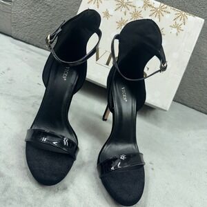 Vices Black Stiletto Ankle Strap Sandals Patent Velvet Heels 1136-1 Mens 37